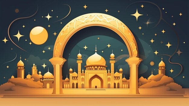 Foto di sfondo decorazione islamica con mezzaluna