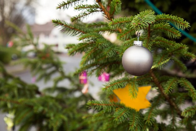 Foto di sfondo del concetto di celebrazione della decorazione colorata del nuovo anno di Natale