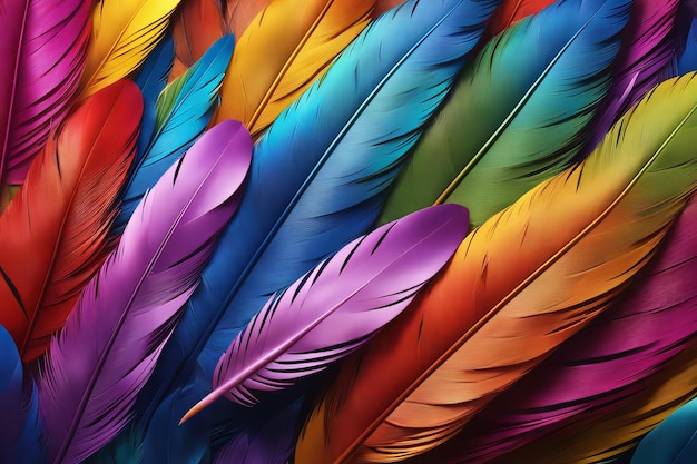 Foto di sfondo di piume colorate Qualità poster Qualità pittorica