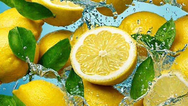 Foto di spruzzi d'acqua fresca di limone