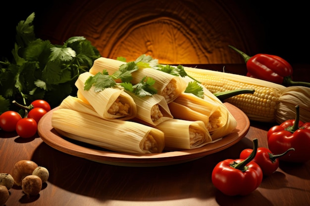 Foto di stock di cibo tradizionale messicano Tamales