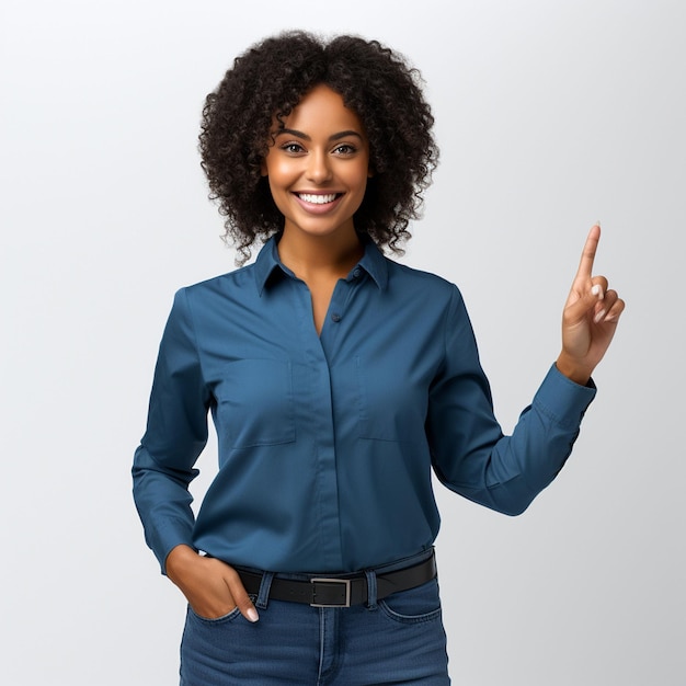 Foto di stock di una donna d'affari afroamericana che indica con un gesto del dito