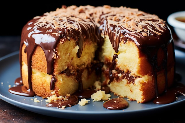 Foto di torta di marmo su sfondo nero isolato