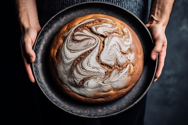 Foto di torta di marmo su sfondo nero isolato