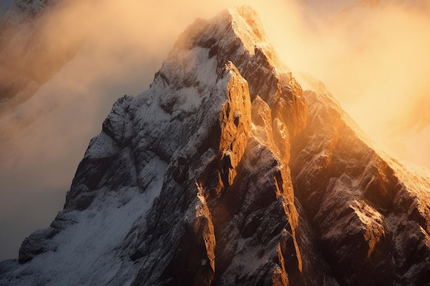 foto di un alpinista robusto vetta alpina AI generativa