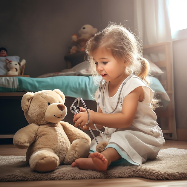 Foto di un bambino carino che gioca con i giocattoli