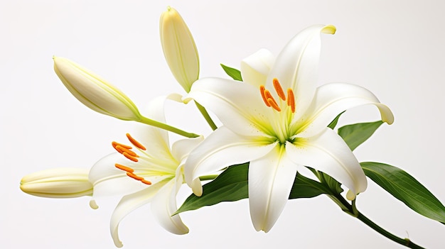 Foto di un bellissimo fiore di giglio isolato su uno sfondo bianco