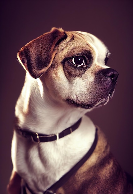 Foto di un cane in ritratto guardando sfondo monocromatico della fotocamera Stile foto glamour cappotto morbido