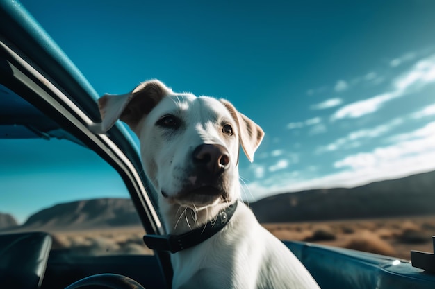 Foto di un cane su un'auto