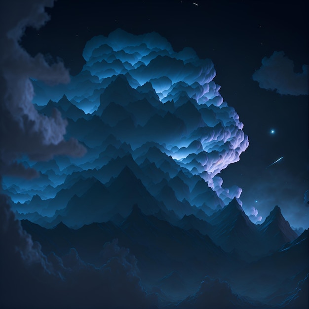 Foto di un cielo notturno con stelle e nuvole