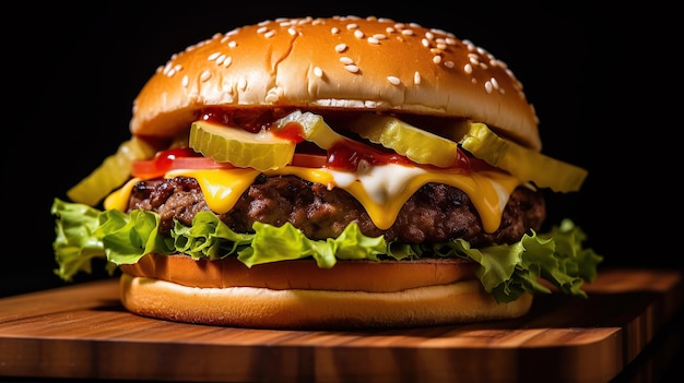 Foto di un delizioso hamburger al formaggio Generativa AI