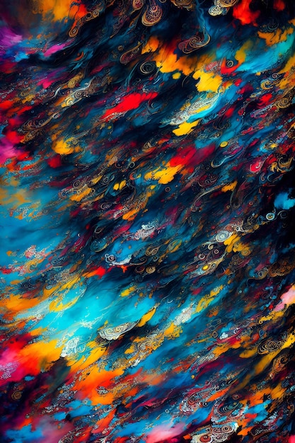 Foto di un dipinto astratto con colori vivaci e forme intricate