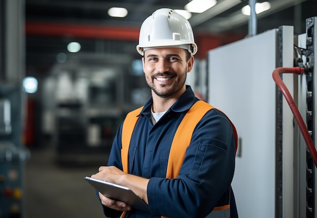 Foto di un elettricista al lavoro