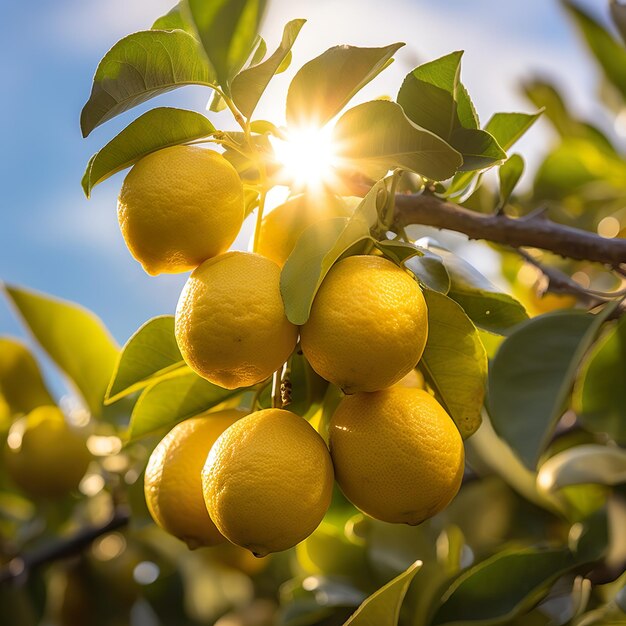 Foto di un frutteto di limoni in una giornata di sole