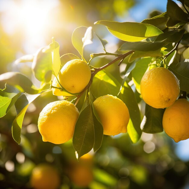 Foto di un frutteto di limoni in una giornata di sole