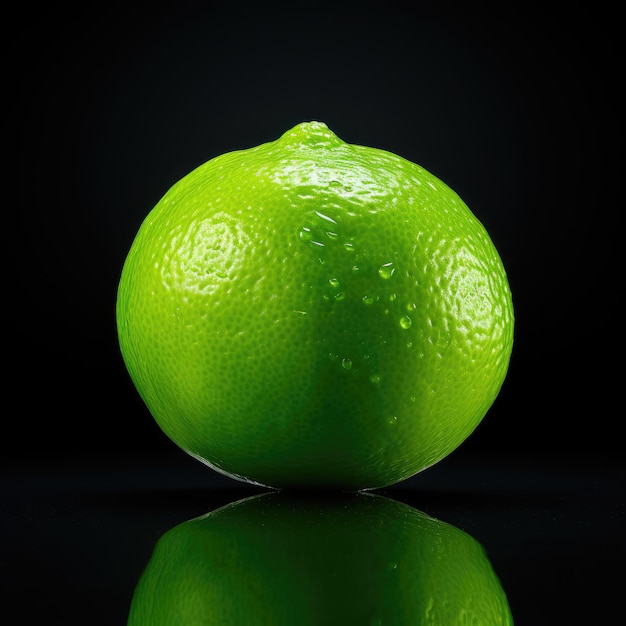 foto di un frutto di lime sullo sfondo nero