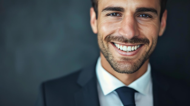 Foto di un giovane uomo d'affari di successo che sorride alla telecamera indossa un vestito e una cravatta