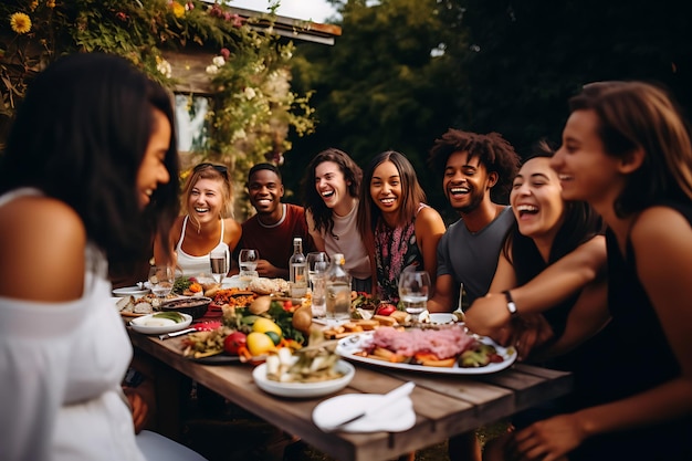 Foto di un gruppo di amici che si divertono