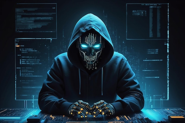 Foto di un hacker irriconoscibile che ha generato crimini informatici