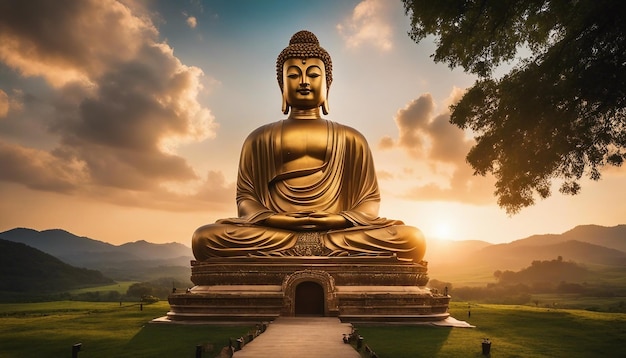 Foto di un'immensa statua di Buddha