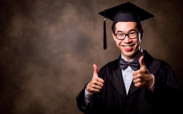 Foto di un laureato che indossa un abito da laurea