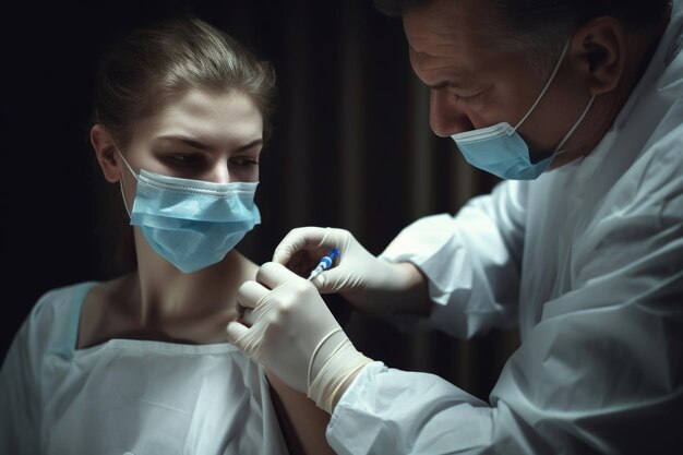 foto di un medico che dà una vaccinazione contro un nuovo ceppo di coronavirus