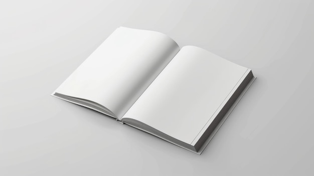Foto di un modello di copertina morbida di un brochure reale isolato su uno sfondo grigio chiaro