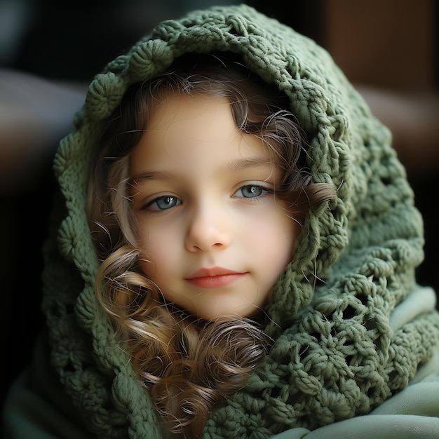 foto di un neonato che indossa un carino vestito da bambino verde fotografia colorata