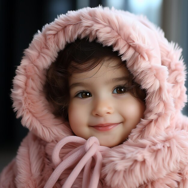 foto di un neonato che indossa un carino vestito rosa per bambini fotografia colorata