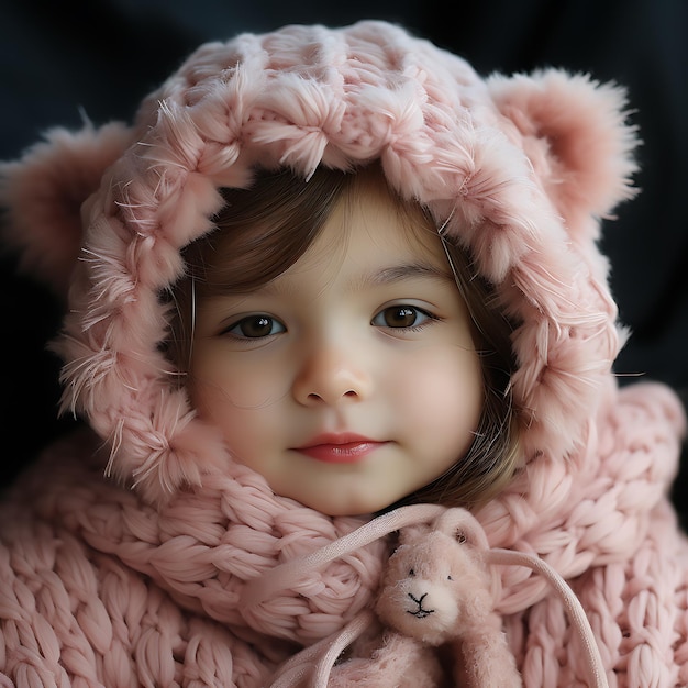 foto di un neonato che indossa un carino vestito rosa per bambini fotografia colorata