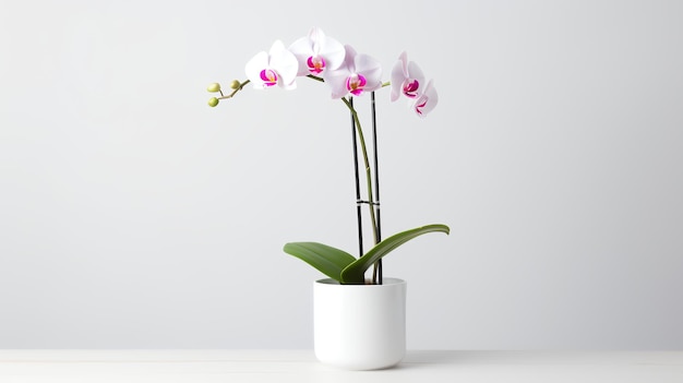 Foto di un'orchidea in vaso minimalista come pianta d'appartamento per la decorazione della casa