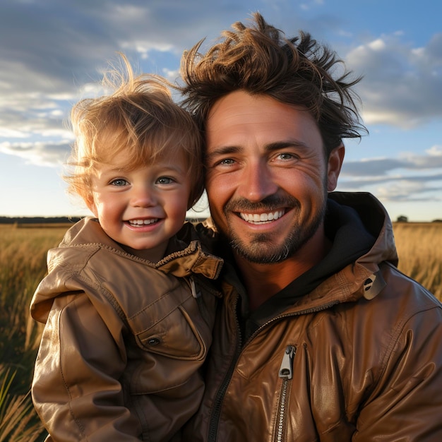 foto di un padre felice e dei suoi figli che festeggiano la festa del padre