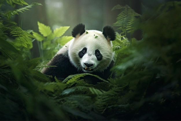 foto di un panda su sfondo natura isolata