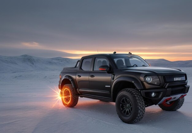 Foto di un pick-up futuristico e moderno in paesaggio