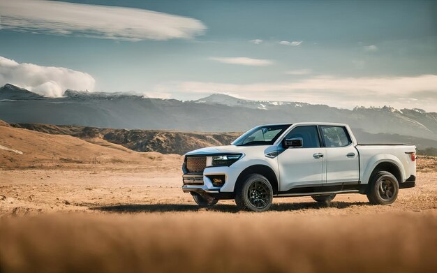 Foto di un pick-up futuristico e moderno in paesaggio