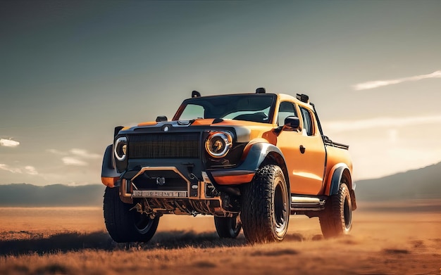 Foto di un pick-up futuristico e moderno in paesaggio