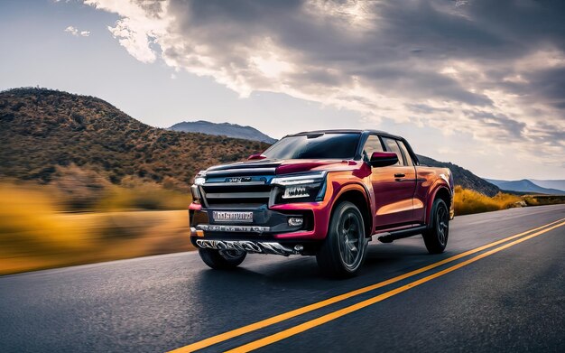 Foto di un pick-up futuristico e moderno in paesaggio