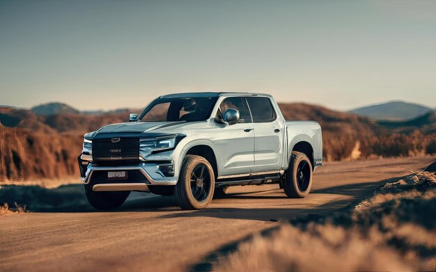 Foto di un pick-up futuristico e moderno in paesaggio