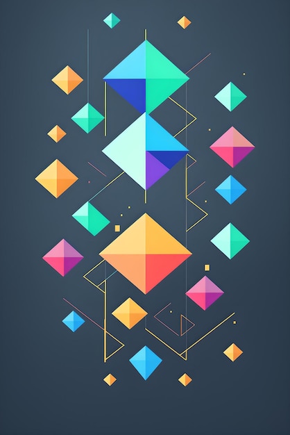 Foto di un poster astratto colorato che mostra una varietà di forme geometriche
