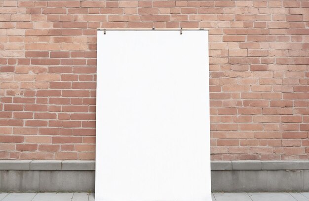 Foto di un poster bianco incollato su una parete di mattoni