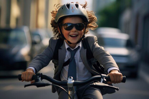Foto di un ragazzino in bicicletta