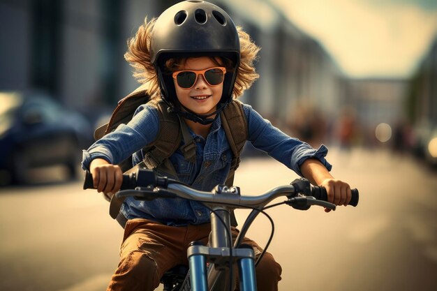 Foto di un ragazzo in bicicletta