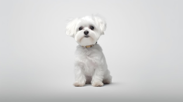 Foto di un simpatico cane Lhasa Apso isolato su sfondo bianco