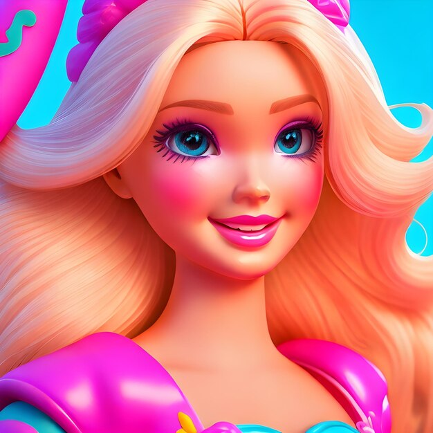 Foto di un simpatico ritratto di bambola Barbie