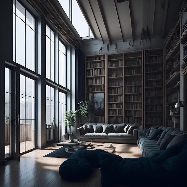 Foto di un soggiorno luminoso e spazioso con grandi finestre e mobili confortevoli