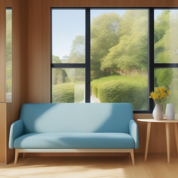 foto di un soggiorno minimalista e divano con una bellissima vista