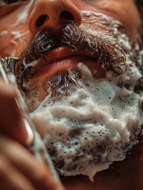 foto di un uomo che si rasa la barba