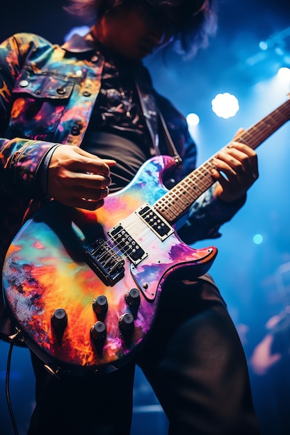 Foto di un uomo che suona la chitarra elettrica