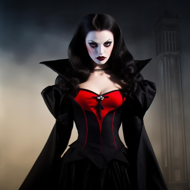 foto di un vampiro femmina corpo pieno di una bella donna fotorealistica