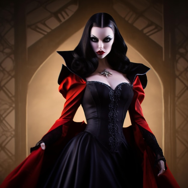 foto di un vampiro femmina corpo pieno di una bella donna fotorealistica